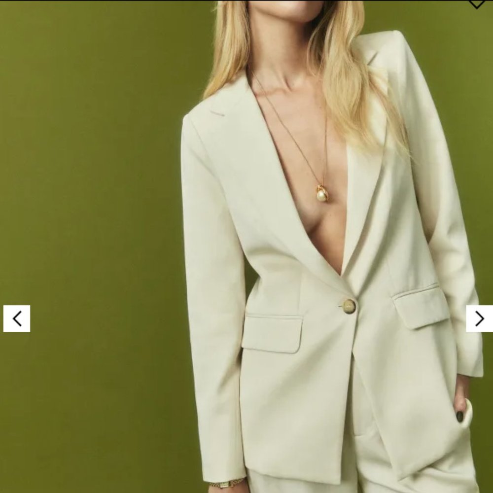 Reformation Major Blazer in Oyster